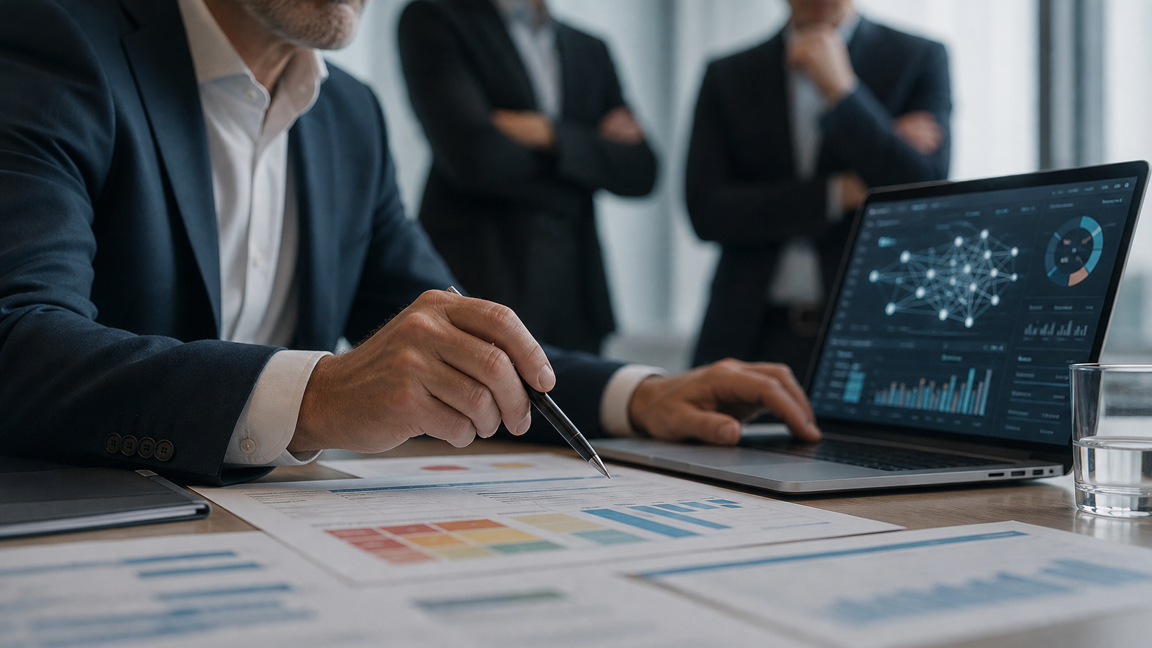 L’IA accélère la production, pas la responsabilité Expert expérimenté arbitrant une décision de projet critique avec l'appui d'une analyse IA